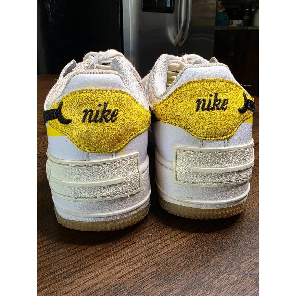 Nike Air Force 1 Shadow Womens Sneakers Size 8 White Yellow Black‎ Leather